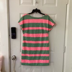 Lily Pulitzer Pink and Green Striped  Sequin Dress